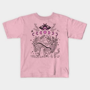 Cottagecore Mushroom Dark Academia Moon Phases Kids T-Shirt